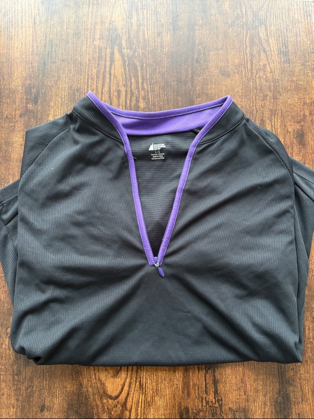 MEC Black Short-Sleeve Performance Top with Purple Trim